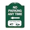 Signmission No Parking Anytime Tow-Away Zone W/ Left Arrow, Green & White Alum Sign, 18" x 24", GW-1824-23772 A-DES-GW-1824-23772 - alternate 1